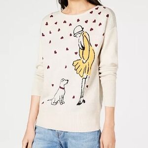 Maison Jules Women's Puppy Love Sweater, Cream